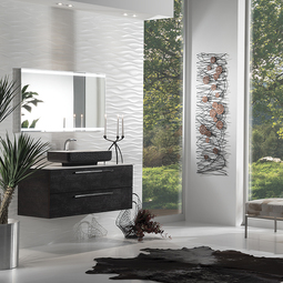 Мебель для ванной Flat 120 чёрная кожа (Н)